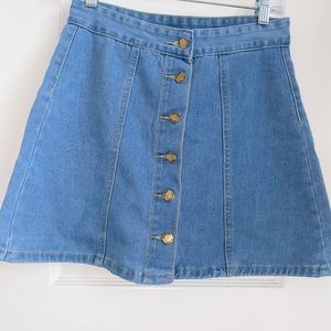 blue denim button skirt